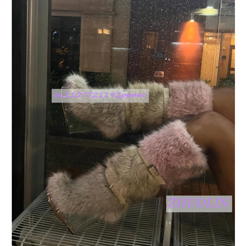 Waterproof Winter Boot - Kış Gradyan Tüylü Şeffaf Dolgu Topuklu